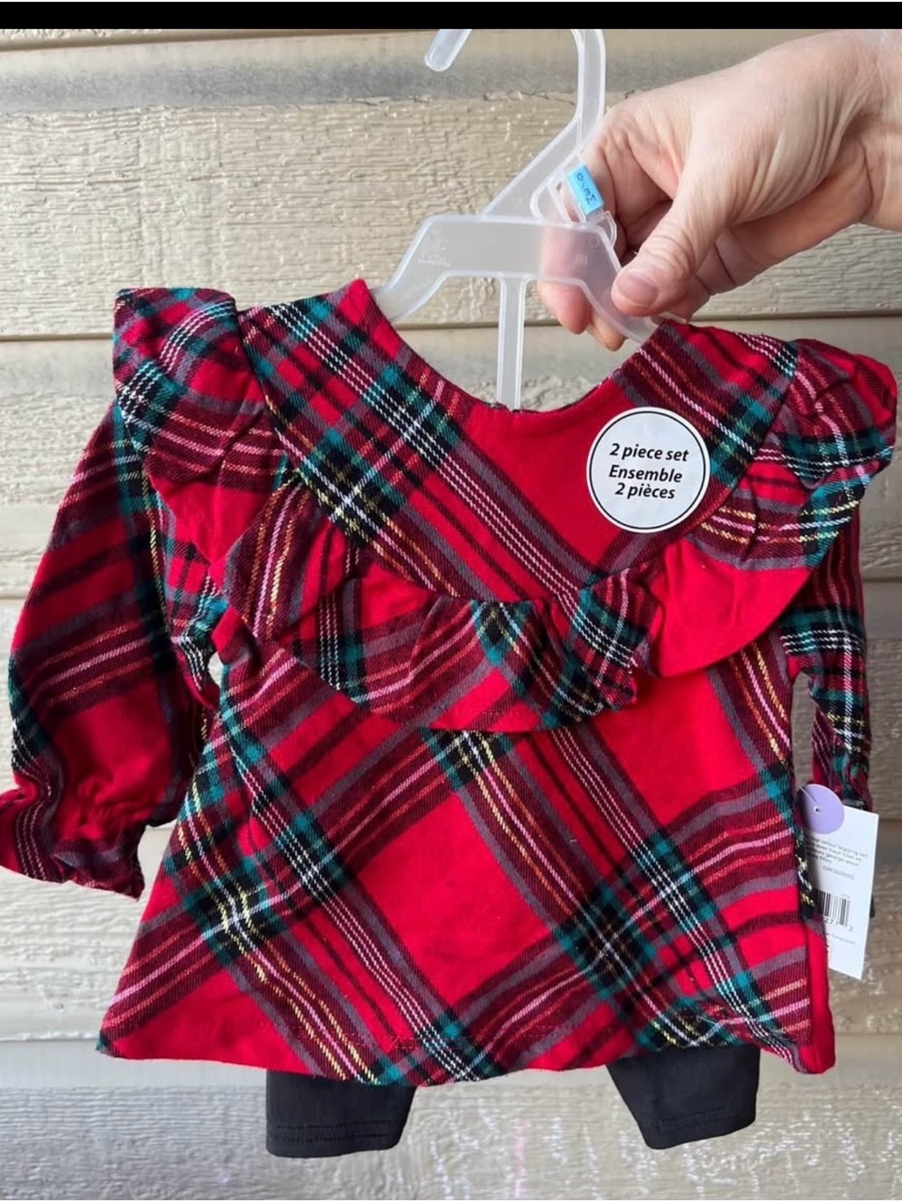 Red Plaid Ruffle Baby Top with leggings - 2 Piece Set